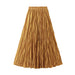 Color-Yellow-Light Luxury Streamer Pleated Skirt Women Spring Autumn Swing Slimming Pleated A Line Skirt-Fancey Boutique
