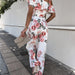 Color-White-Summer Loose Lace-up Printed Jumpsuit-Fancey Boutique