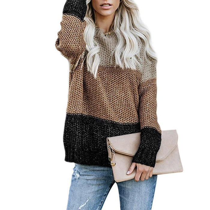 Color-Dark Apricot Coffee Black-Autumn Winter Round Neck Sweaters Women Clothing Popular Casual Thick Thread Colored Pullover Knitwear-Fancey Boutique