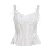 Spring Summer Women Clothing French Sweet Girl Bow V neck Solid Color Slim Camisole-Tank Top-White-Fancey Boutique
