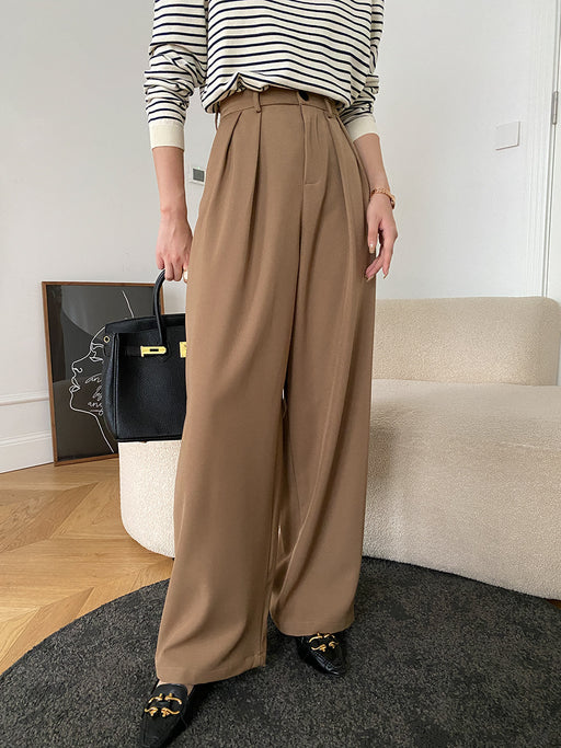 Color-Khaki-Can Match the Wide-Leg Mopping Work Pant of the Whole Store Advanced Draping Effect Early Autumn-Fancey Boutique