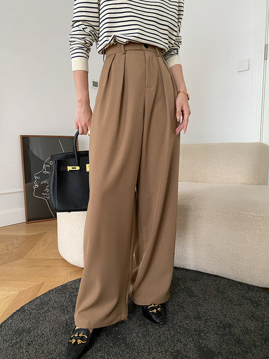 Color-Khaki-Can Match the Wide-Leg Mopping Work Pant of the Whole Store Advanced Draping Effect Early Autumn-Fancey Boutique