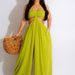 Color-Fruit Green-Source Sexy Chiffon Chest Wrapped Bare Back Wide Leg Jumpsuit Women Clothing-Fancey Boutique