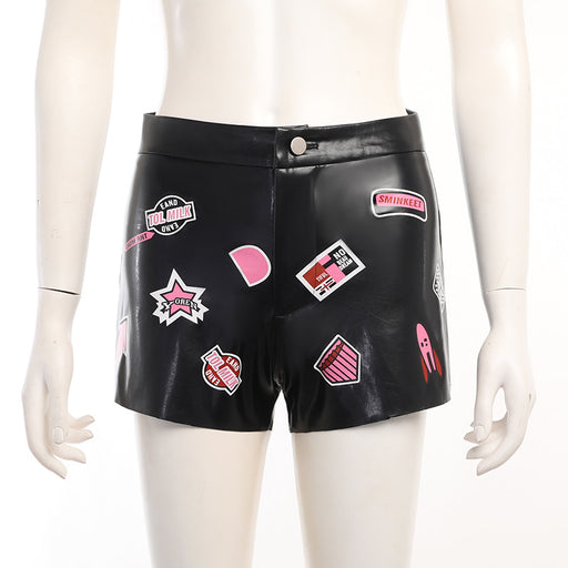 Color-Black-Summer Sexy Bum Lift Shorts Trendy Slim Fit Labeling Ultra Short Leather Pants Women-Fancey Boutique