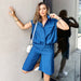 Summer Casual Set Women Shorts Ladies Loose Women Two Piece Suit-Blue-Fancey Boutique