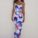 Summer Women Clothing Sexy Strap Floral Print Slim Fit Maxi Dress-Purple-Fancey Boutique