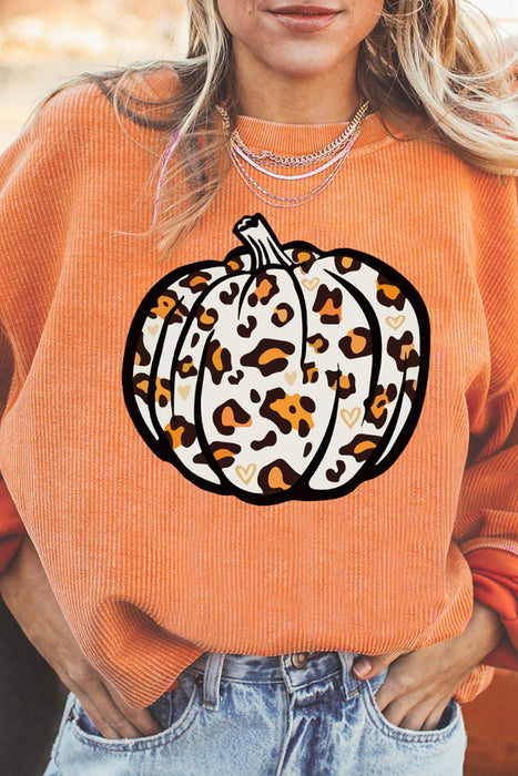 Color-Pumpkin Head-Halloween Pumpkin Head Sweater Women Loose round Neck Pullover-Fancey Boutique