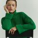 Color-Green-Autumn Winter Women Clothing Turtleneck Woolen Oversleeve Solid Color Short Sweater Women-Fancey Boutique