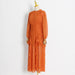 Australian Brand Elegant Ruffled Maxi Dress Autumn round Neck Long Sleeve Pleated Dress-Fancey Boutique