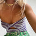 Color-Sky Blue Purple Stripes-Vacation Sexy Stripes Sweaters Tube Top Vest Top Women-Fancey Boutique
