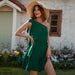 Color-blackish green-Summer Small Chiffon Dress Women Clothing Design French Casual Dress-Fancey Boutique