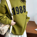 Color-Deep Bud Green-Printed Pullover Sweatshirt Women Lazy Loose Early Autumn Oversize Top-Fancey Boutique