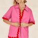 Color-Rose Red-Early Spring Women Simple Short Shirt Casual Set-Fancey Boutique