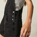 Color-Black-Loose Multi Pocket Shoulder Strap Jeans Women-Fancey Boutique