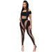 Color-Black-Sexy Nightclub Skinny Mesh Sheer Long Sleeve Trousers Jumpsuit Women Clothing-Fancey Boutique