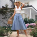 Elegant Denim Skirt Elegant Long Slim Fit A line Skirt-Fancey Boutique