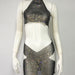 Color-Black-Fishnet Suit Skirt Women Mesh Rhinestone Top Skirt Set Two Piece Set-Fancey Boutique