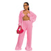 Color-Pink-Autumn Bikini Cardigan Wide Leg Pants Three-Piece Set-Fancey Boutique