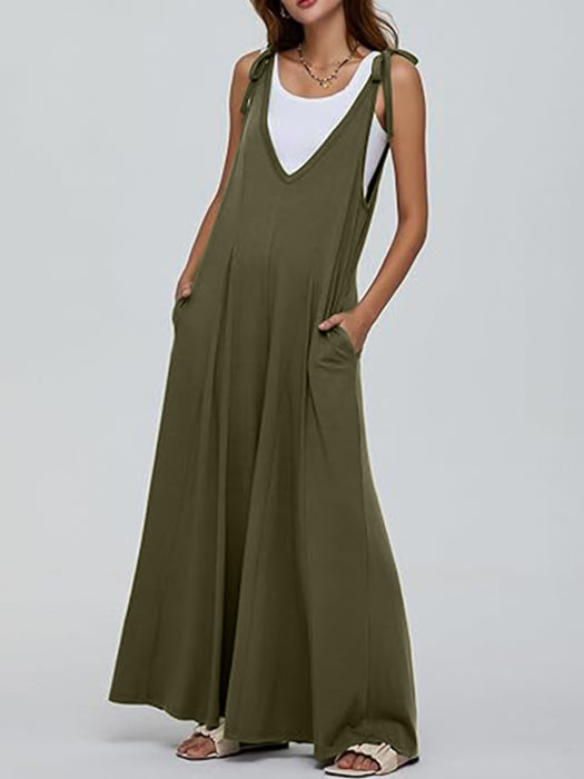 Women Clothing Summer Loose Wide Leg Sling Women Comfortable Jumpsuit-Army Green-Fancey Boutique