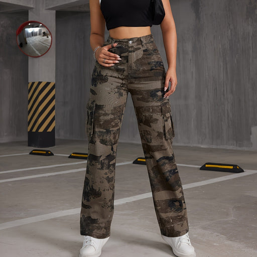 Retro Hip Hop Straight Cargo Pants All Match High Waist Loose Denim Mop Long Women Pants Tide-Fancey Boutique