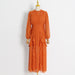 Australian Brand Elegant Ruffled Maxi Dress Autumn round Neck Long Sleeve Pleated Dress-Fancey Boutique