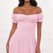 Color-Pink-Summer Women Collection Sexy off Neck Short Sleeve Hollow Out Cutout Backless Tied Dress-Fancey Boutique