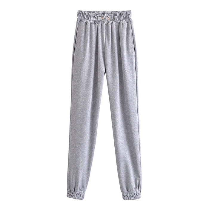 Color-Gray-Spring Tide Loose Tappered Elastic High Waist Straight Casual Trousers Harem Sweatpants Women-Fancey Boutique
