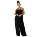 Color-Black-Solid Color Summer Sleeveless Waist Wrapped Chest Loose Wide Leg Women Jumpsuit-Fancey Boutique