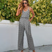 Color-Black-Plaid Printed One Piece Culotte Bohemian Dress Sexy Strap Backless-Fancey Boutique