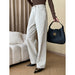 Contrast Color Bright Line Mid Ancient Cement Gray Line Straight Wide Leg Mop Jeans-White-Fancey Boutique