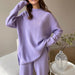 Color-Purple-Loose Casual Sweater Top Trousers Set-Fancey Boutique