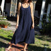 Color-Navy Blue-Cotton Casual Cami Dress Summer Vacation Women Maxi Dress Loose Solid Color Backless Double Layer Gauze Sleeveless Dress-Fancey Boutique