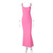 Color-Pink-Women Clothing Spring Summer Sexy Backless Slim Fit Solid Color Strap Dress-Fancey Boutique