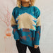 Color-Turquoise-Christmas Holiday Sweater Handmade Sequined Christmas Tree Deer Jacquard Thickened Pullover-Fancey Boutique