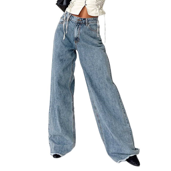 Denim Women Wear Supply Loose Casual Design Wide Leg Pants Denim Trousers for Women Jeans-Fancey Boutique