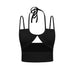 Color-Black-Knitted Vest Solid Color Women Clothing Hollow Out Cutout Sexy Halter Ultra Short Vest Tight-Fitting Outerwear Bottoming Sling-Fancey Boutique