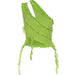 Color-Green-Summer Women Wear Diagonal Collar Wooden Ear Slim Fit Backless Tassel Wild Vest-Fancey Boutique