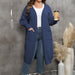 Color-purplish blue-Women Coat plus Size Women Clothes Loose Mid Length Woven Sweater Double Pocket Lantern Sleeve Sweater Cardigan-Fancey Boutique