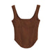 Color-Brown-Curved Hem Exposed cropped Sexy Niche Design All-Match Summer Wear Sexy Boning Corset Boning Corset Camisole-Fancey Boutique