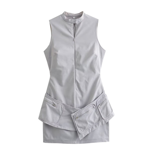 Color-Gray-【MOQ-5 packs】 Fall Women Clothing Pocket Sleeveless Dress-Fancey Boutique