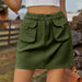 Color-Army Green-Spring Summer Washed Elastic Waist Denim Skirt-Fancey Boutique