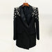 Color-Black-Star Handmade Gorgeous Heavy Industry Beads Diamond Embedded Slim Fit Long Blazer-Fancey Boutique