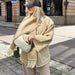 Color-Ivory-Fashionable Tassel Contrast Color Scarf Double Sided Cotton Embroidered Coat Autumn Winter-Fancey Boutique