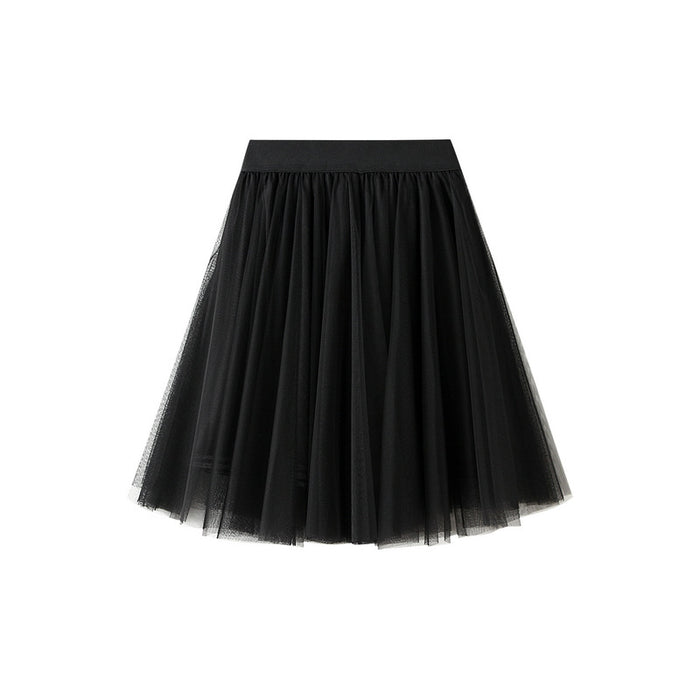 Color-Black-Skirt Spring Summer Women Korean High Waist Bubble Skirt Slimming Short A line Tulle Skirt Short Skirt-Fancey Boutique