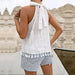 Summer Women Clothing White with Tassels Halter Short Top-Fancey Boutique