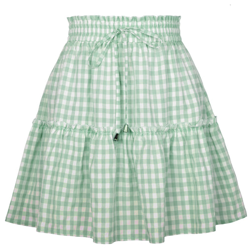 Color-Green-Popular Women Pleating Plaid Printed Skirt High Waist Elastic Retro Plaid Skirt-Fancey Boutique