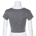 Color-Gray-Spring Summer Round Neck Short Sleeve Vest Exposed Cropped Slim Fit Multi Color Women T Shirt-Fancey Boutique