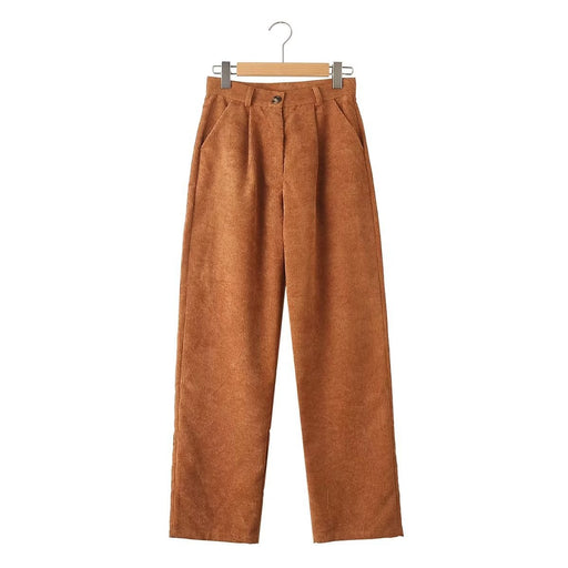 Color-Trousers-Fall Women Long leeved Corduroy Belt Shirt-Fancey Boutique