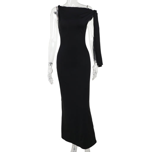 Spring Elegant Sexy Sheath Dress Simple Lace up Dress Women Clothing-Black-Fancey Boutique