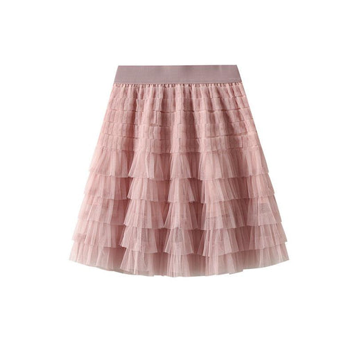 Color-Pink-Mesh Skirt Women Summer Spring Autumn Clothing A line Tiered Dress Short Skirt-Fancey Boutique